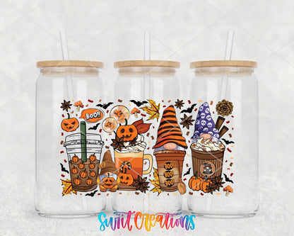 Halloween Gnome Coffee UV DTF Transfer Tumbler Wrap | Pumpkin Witch Fall Cup Decal | DTF077 - Swiit Creations