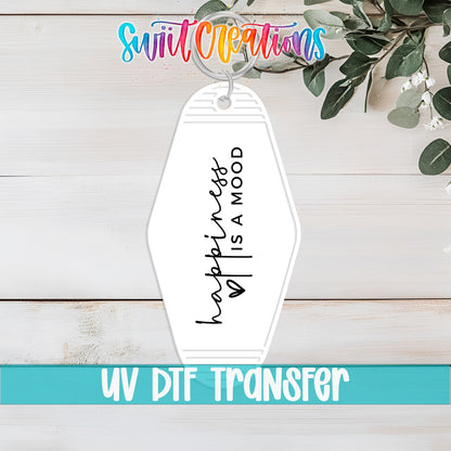 Happiness Is A Mood Motel Keychain UV DTF Transfer | Cute Script Heart Decal | MK796 - Swiit Creations