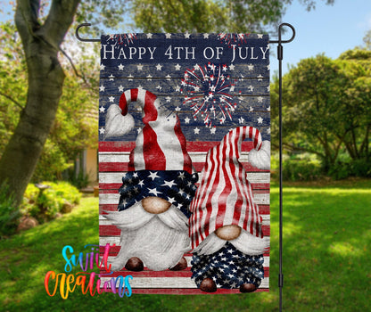 Happy 4th of July Yard Flag | Patriotic Gnome Garden Flag | Independence Day Outdoor Decor | Red White Blue Yard Flag | July 4th Porch Flag | YF65 - Swiit Creations