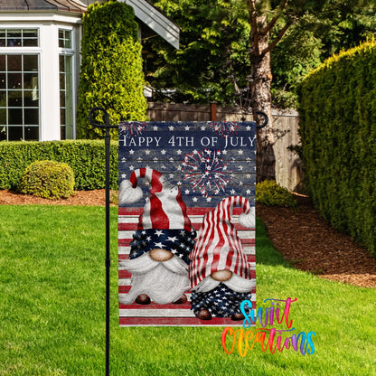 Happy 4th of July Yard Flag | Patriotic Gnome Garden Flag | Independence Day Outdoor Decor | Red White Blue Yard Flag | July 4th Porch Flag | YF65 - Swiit Creations
