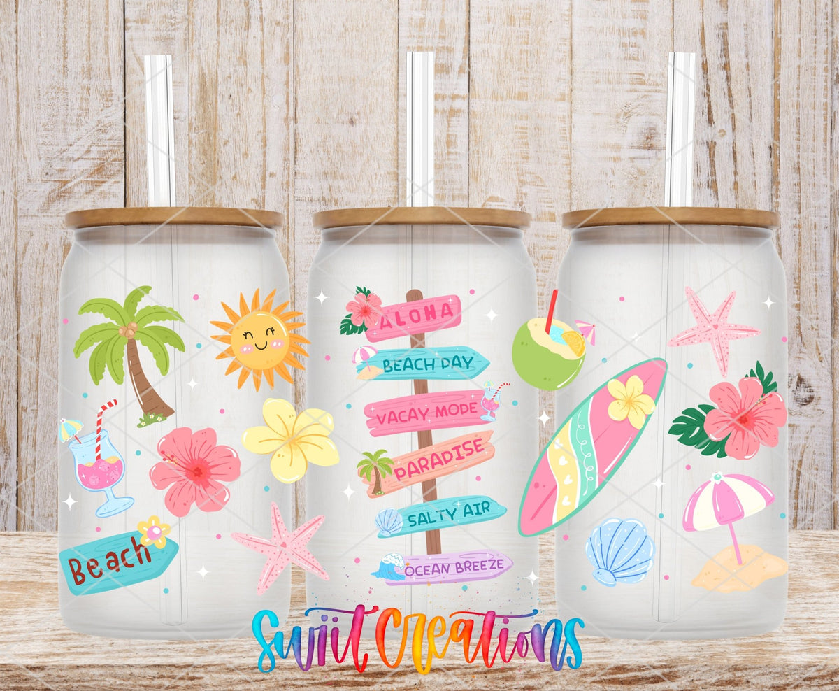 Happy Beach UV DTF Transfer | Tropical Summer Full Wrap | DTF338 - Swiit Creations