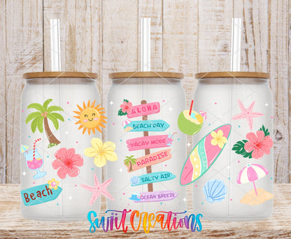 Happy Beach UV DTF Transfer | Tropical Summer Full Wrap | DTF338 - Swiit Creations