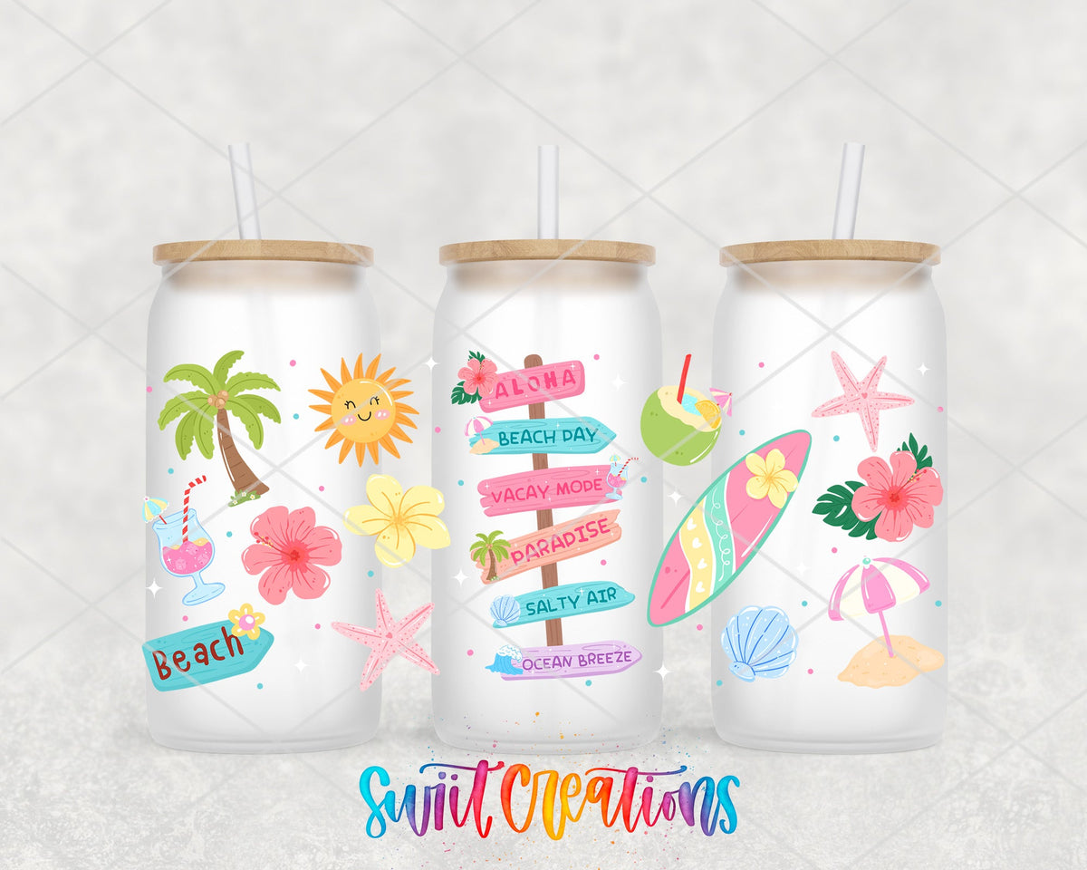 Happy Beach UV DTF Transfer | Tropical Summer Full Wrap | DTF338 - Swiit Creations