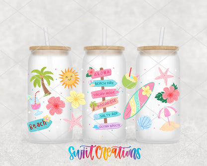 Happy Beach UV DTF Transfer | Tropical Summer Full Wrap | DTF338 - Swiit Creations