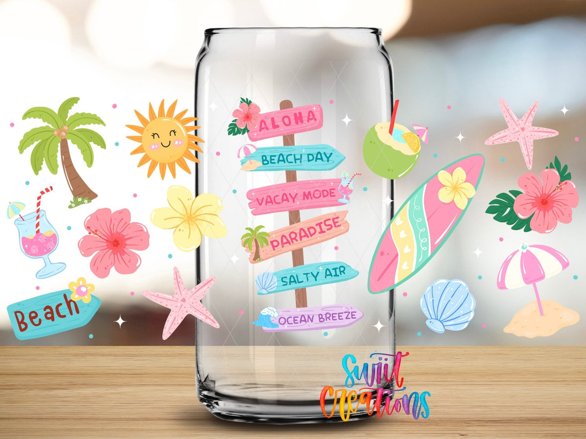 Happy Beach UV DTF Transfer | Tropical Summer Full Wrap | DTF338 - Swiit Creations