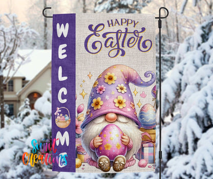 Happy Easter Yard Flag | Easter Gnome Garden Flag | Pastel Spring Outdoor Decor | YF73 - Swiit Creations