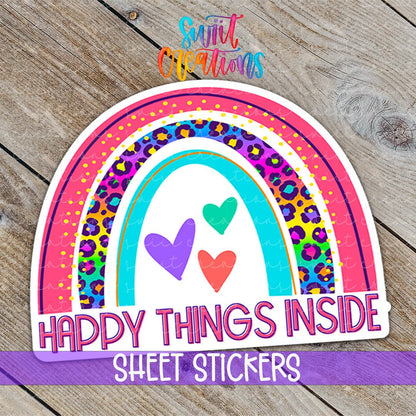 Happy Things Inside Sticker | Rainbow Leopard Packaging Label SB68 - Swiit Creations