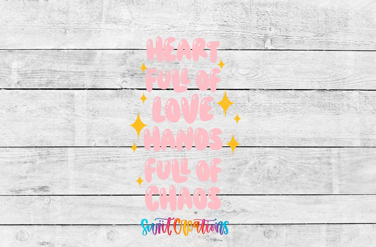 Heart Full of Love Hands Full of Chaos Motel Keychain UV DTF Transfer | Funny Mom Saying Decal | MK2191 - Swiit Creations