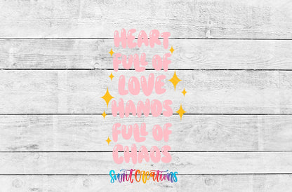 Heart Full of Love Hands Full of Chaos Motel Keychain UV DTF Transfer | Funny Mom Saying Decal | MK2191 - Swiit Creations
