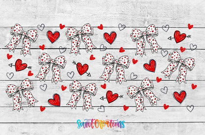Hearts And Bows UV DTF Transfer Tumbler Wrap | Valentine Heart Bow Cup Decal | DTF305 - Swiit Creations