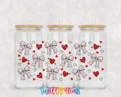 Hearts And Bows UV DTF Transfer Tumbler Wrap | Valentine Heart Bow Cup Decal | DTF305 - Swiit Creations