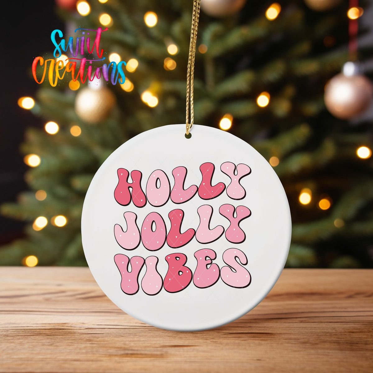 Holly Jolly Vibes Christmas UV DTF Ornament Transfer | O-1154 - Swiit Creations