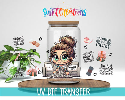 Hooker Life UV DTF Transfer Tumbler Wrap | Crochet Girl Yarn Humor Cup Decal | DTF251 - Swiit Creations