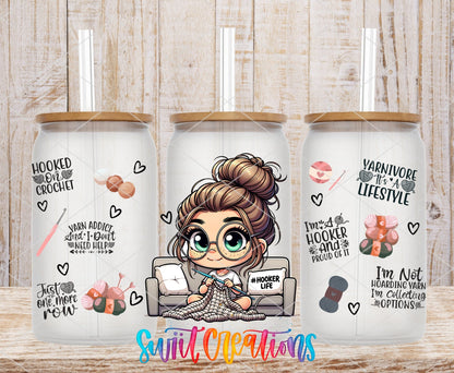 Hooker Life UV DTF Transfer Tumbler Wrap | Crochet Girl Yarn Humor Cup Decal | DTF251 - Swiit Creations