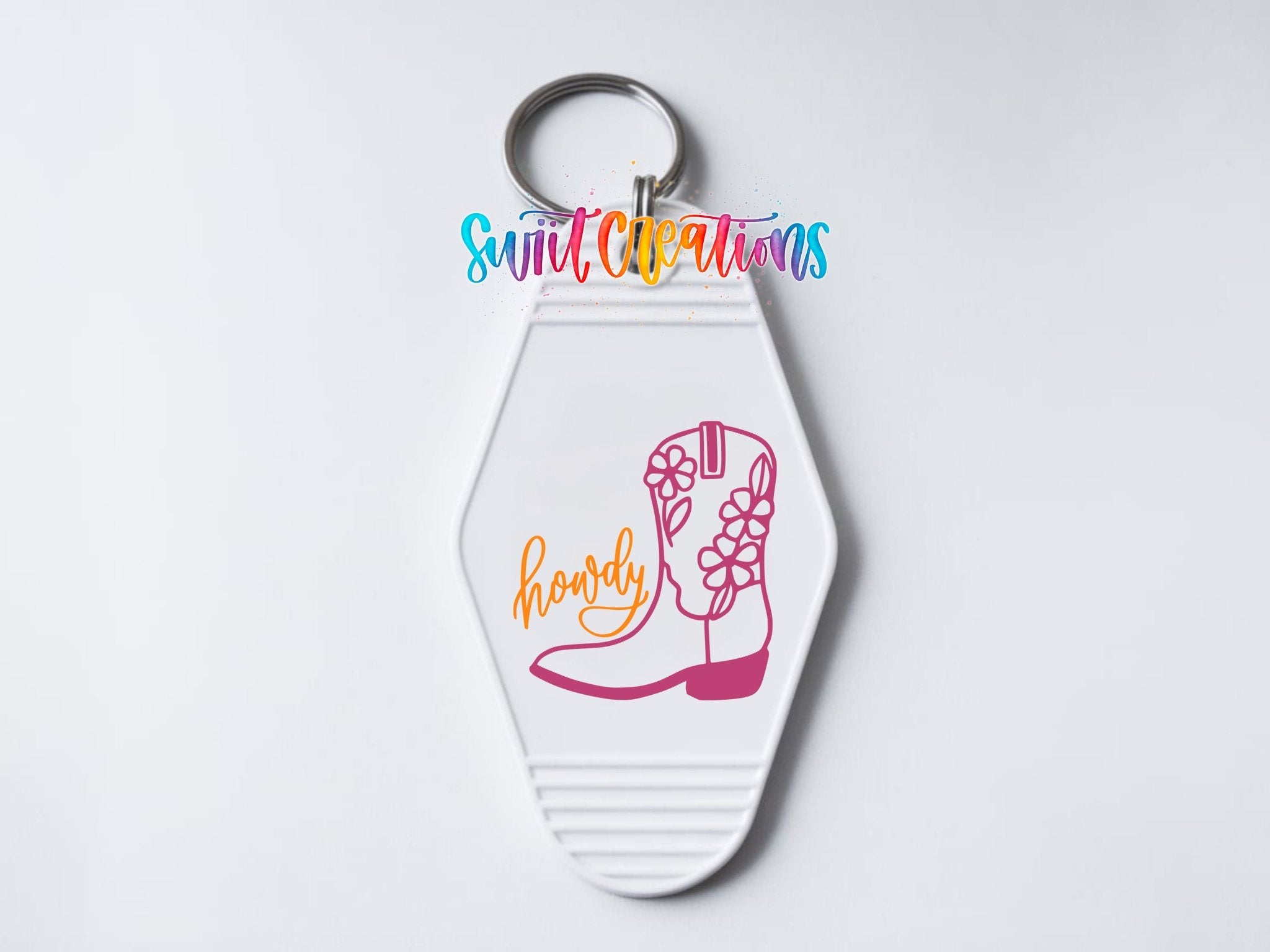 Howdy Floral Cowboy Boot Motel Keychain UV DTF Transfer | Western Cowgirl Decal | MK2058 - Swiit Creations