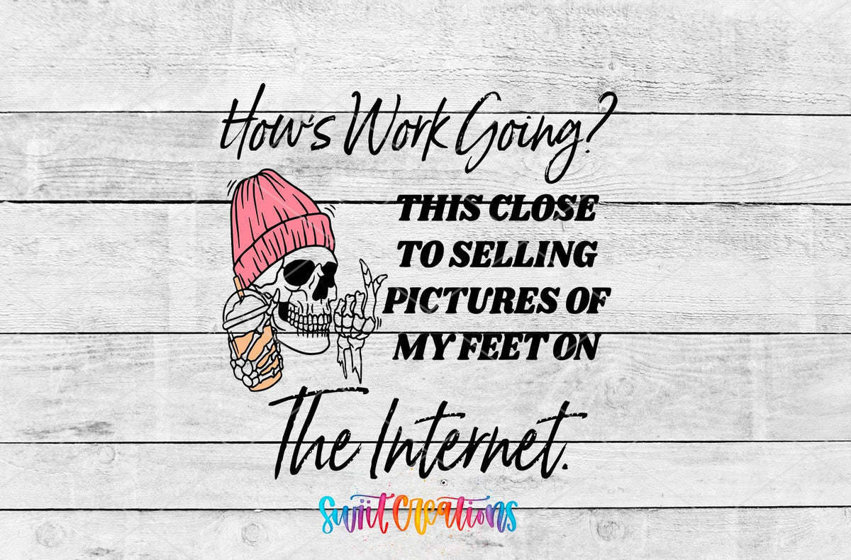 How’s Work Going UV DTF Decal | Funny Skeleton Office Tumbler Wrap | UV1581 - Swiit Creations