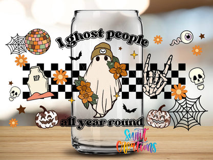 I Ghost People All Year Round UV DTF Transfer Tumbler Wrap | Retro Halloween | DTF167 - Swiit Creations