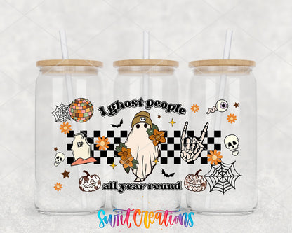 I Ghost People All Year Round UV DTF Transfer Tumbler Wrap | Retro Halloween | DTF167 - Swiit Creations