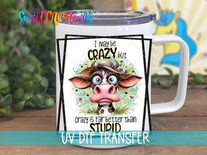 I May Be Crazy but Crazy is Far Better Than Stupid UV DTF Cup Decal | UV876 - Swiit Creations