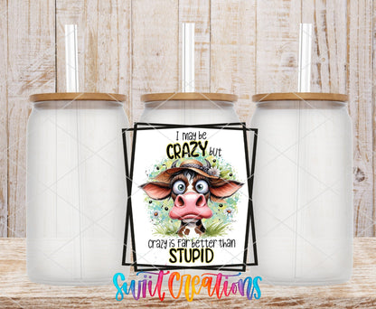 I May Be Crazy but Crazy is Far Better Than Stupid UV DTF Cup Decal | UV876 - Swiit Creations