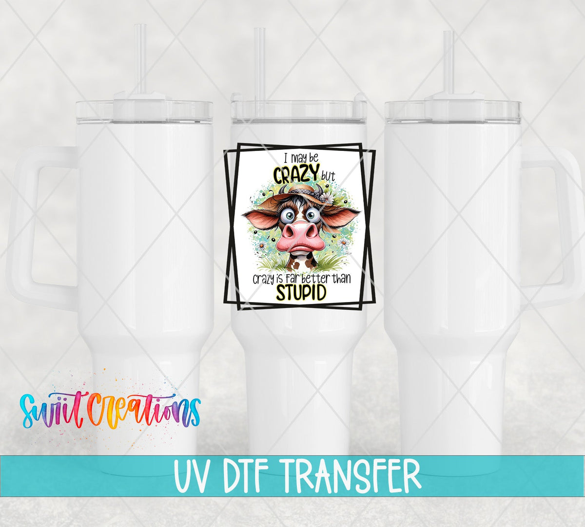 I May Be Crazy but Crazy is Far Better Than Stupid UV DTF Cup Decal | UV876 - Swiit Creations
