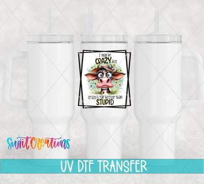 I May Be Crazy but Crazy is Far Better Than Stupid UV DTF Cup Decal | UV876 - Swiit Creations