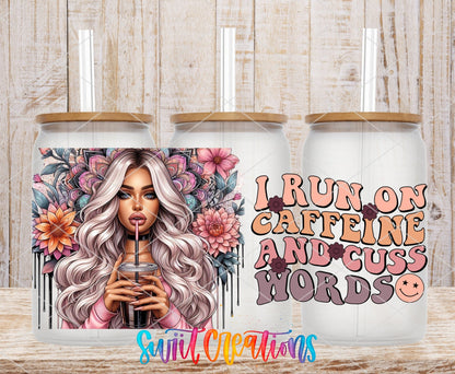 I Run on Caffeine and Cuss Words UV DTF Transfer Tumbler Wrap | DTF091 - Swiit Creations