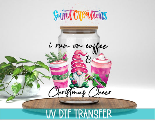 I Run On Coffee and Christmas Cheer UV DTF Cup Decal | UV1144 - Swiit Creations