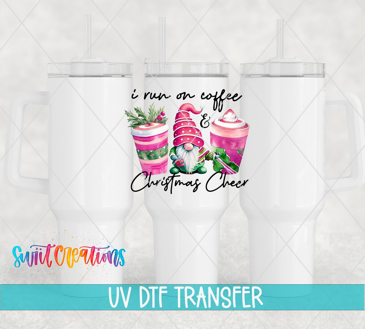 I Run On Coffee and Christmas Cheer UV DTF Cup Decal | UV1144 - Swiit Creations