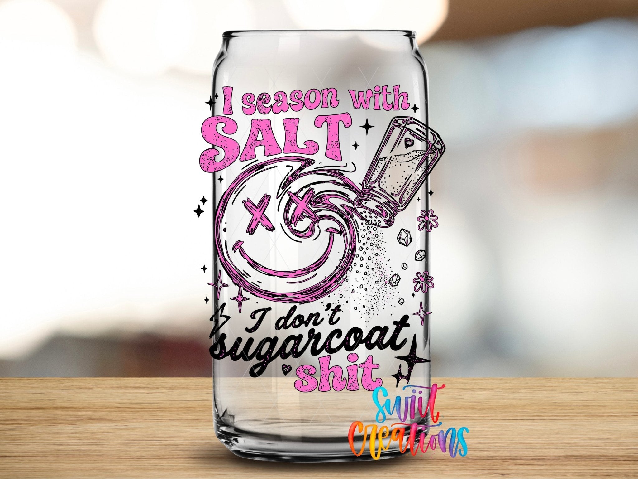 I Season With Salt Sarcastic Smiley UV DTF Tumbler Transfer Decal | UV2047 - Swiit Creations
