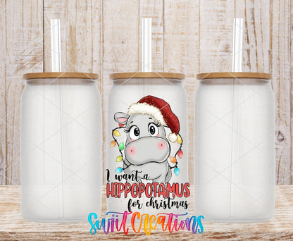 I Want A Hippopotamus For Christmas UV DTF Cup Decal | UV1502 - Swiit Creations