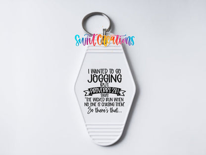 I Wanted To Go Jogging Christian Humor Motel Keychain UV DTF Transfer | MK1738 - Swiit Creations