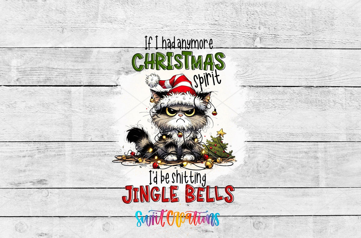 Swiit Creations UV DTF Christmas Spirit Jingle Bells Cat transfer shown as the full artwork preview