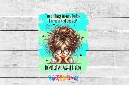 Swiit Creations UV DTF I'm Calling In Sick transfer shown as the full artwork preview