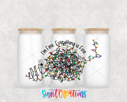 Im Fine Everything Is Fine Christmas Lights UV DTF Transfer Tumbler Wrap | DTF198 - Swiit Creations