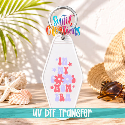 In My Cool Mom Era Motel Keychain UV DTF Transfer | Retro Floral Mom Decal | MK2193 - Swiit Creations