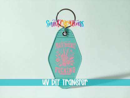 Inner Peace Begins Motel Keychain UV DTF Transfer | Sarcastic Humor Design | MK1917 - Swiit Creations