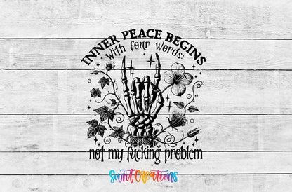Inner Peace Begins With Four Words UV DTF transfer shown as a full artwork preview from Swiit Creations