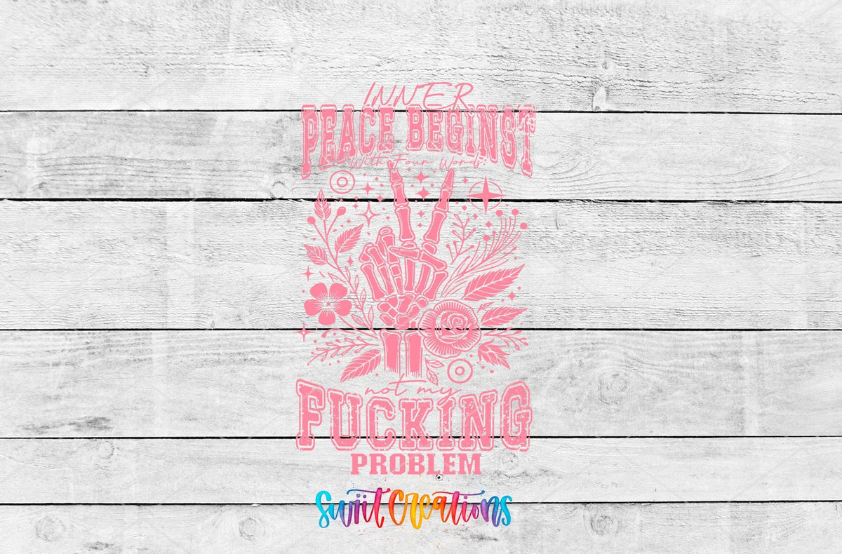 Inner Peace Begins With Four Words UV DTF transfer shown as a full artwork preview from Swiit Creations