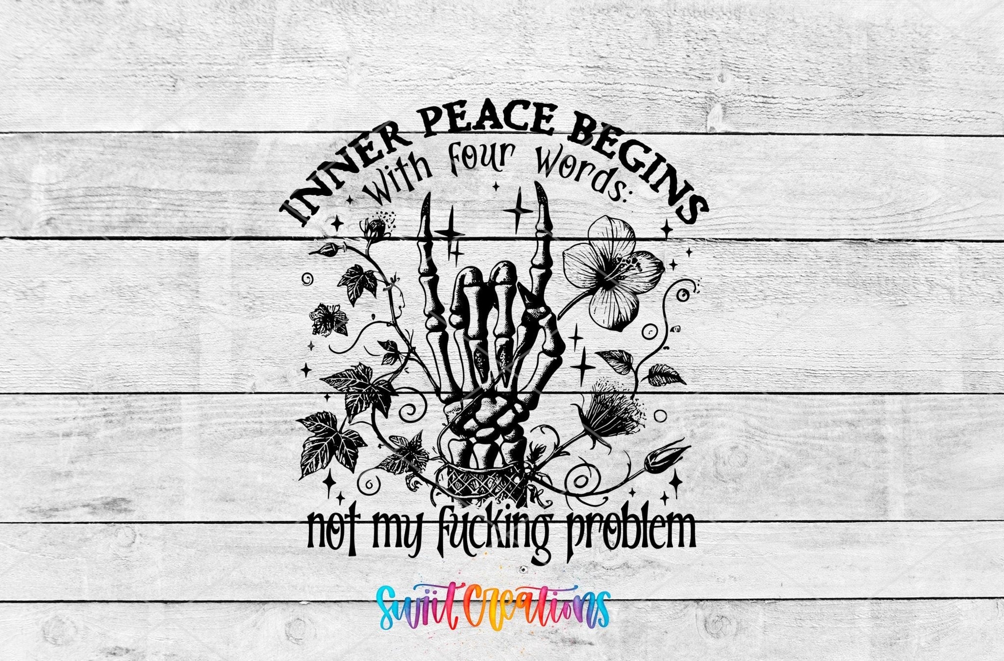Inner Peace Begins With Motel Keychain UV DTF Transfer | Sarcastic Humor Skeleton Design | MK1918 - Swiit Creations
