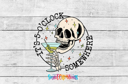 Swiit Creations UV DTF It's 5 o'clock Somewhere transfer shown as the full artwork preview