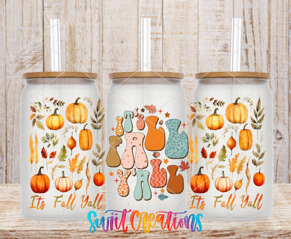 It’s Fall Y’all UV DTF Transfer Tumbler Wrap | Pumpkin Leaves Autumn | DTF161 - Swiit Creations