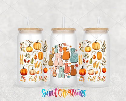 It’s Fall Y’all UV DTF Transfer Tumbler Wrap | Pumpkin Leaves Autumn | DTF161 - Swiit Creations
