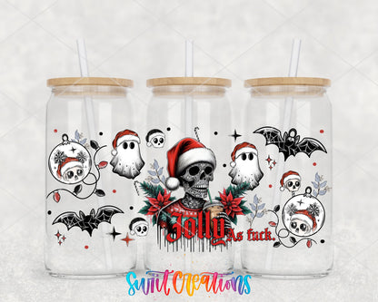 Jolly As F Skeleton Ghost Christmas UV DTF Transfer Tumbler Wrap | DTF194 - Swiit Creations