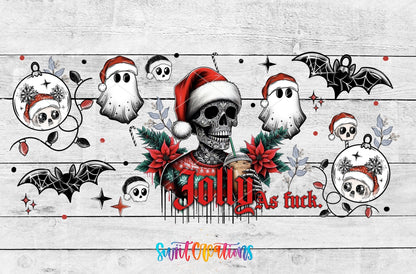Jolly As F Skeleton Ghost Christmas UV DTF Transfer Tumbler Wrap | DTF194 - Swiit Creations