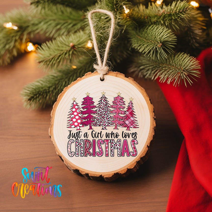 Just a Girl Who Loves Christmas UV DTF Ornament Transfer | O-1683 - Swiit Creations