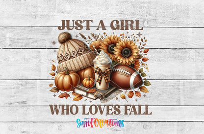 Swiit Creations UV DTF Fall Football Sunflower Girl transfer shown as the full artwork preview