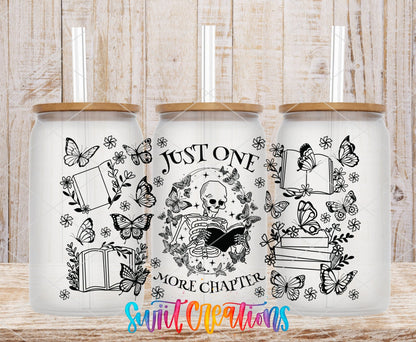 Just One More Chapter UV DTF Transfer Tumbler Wrap | Skeleton Book Lover | DTF078 - Swiit Creations