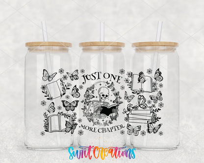 Just One More Chapter UV DTF Transfer Tumbler Wrap | Skeleton Book Lover | DTF078 - Swiit Creations