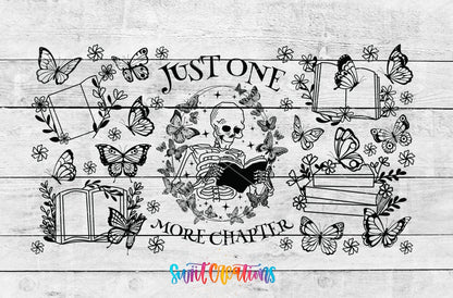 Just One More Chapter UV DTF Transfer Tumbler Wrap | Skeleton Book Lover | DTF078 - Swiit Creations